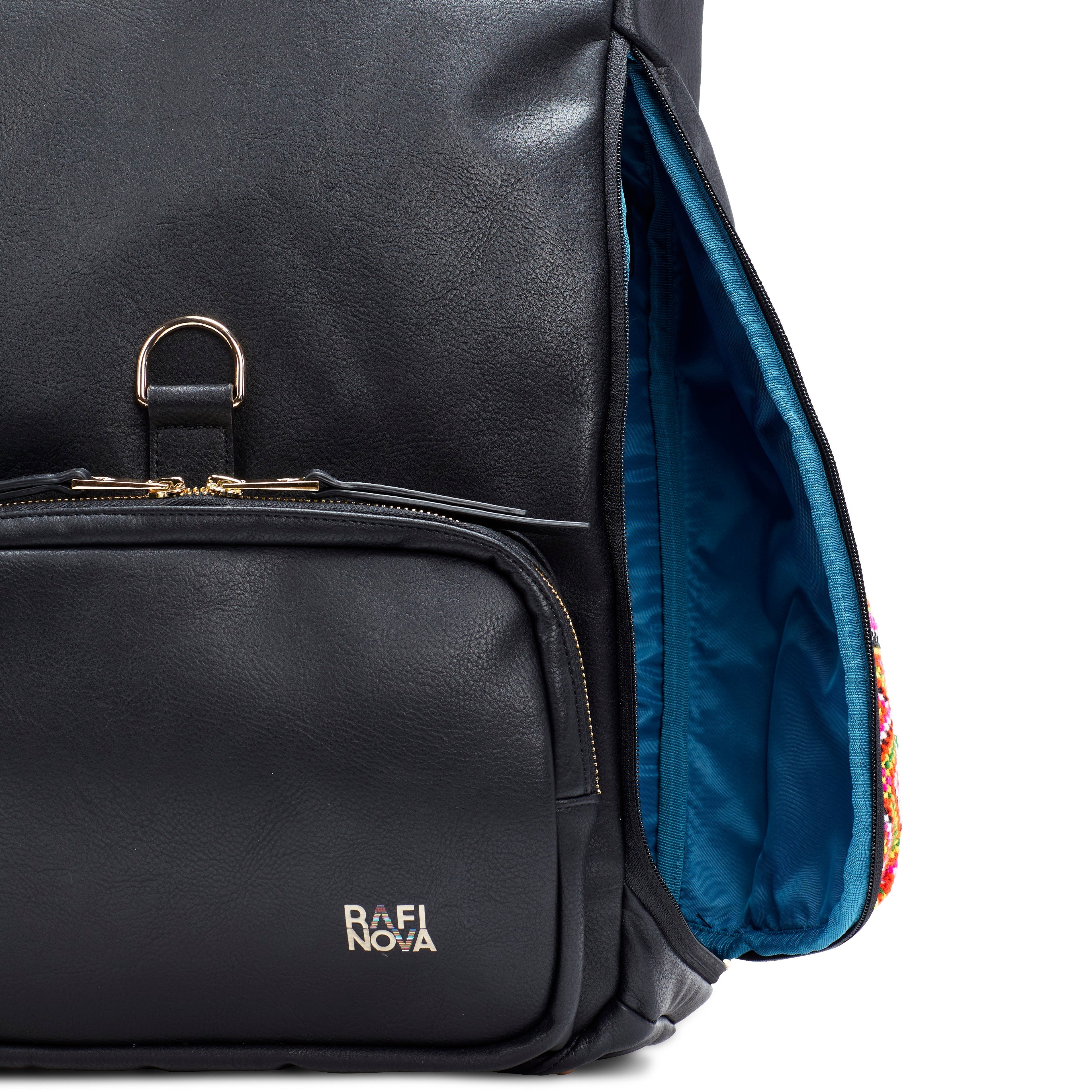 Black and Blue Leather Backpack