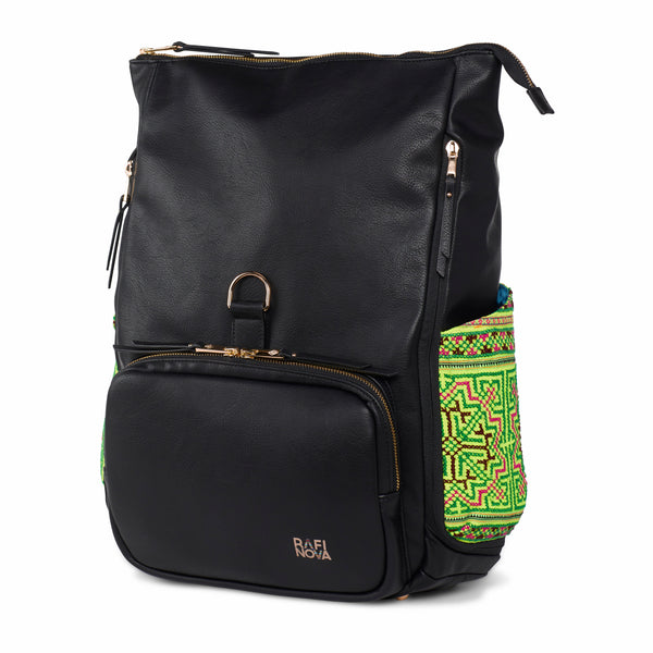 Black Voyager Backpack Green Neon 1405D