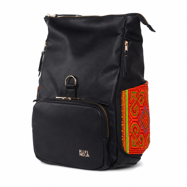 Black Voyager Backpack Peach Con Meo